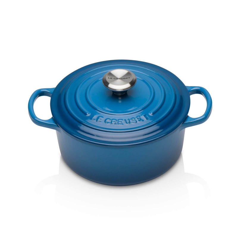 Le Creuset Signature Cacerola de hierro fundido esmaltado, 2.25 cuartos de  galón, color azul (Marseille)