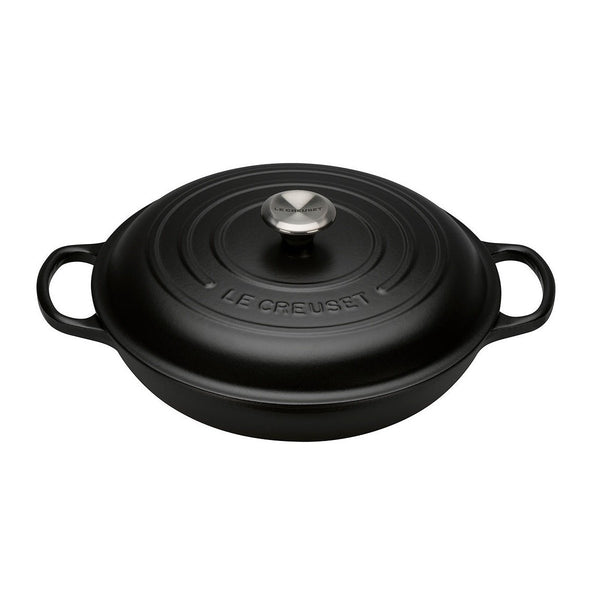 Le Creuset Signature Satin Black Cast Iron 26cm Shallow Casserole-Queenspree