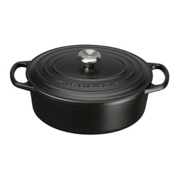 Le Creuset Signature Satin Black Cast Iron 27cm Oval Casserole (Black Interior)