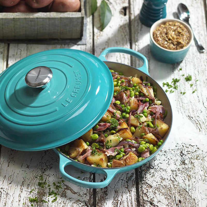 Le Creuset Signature Teal Cast Iron 30cm Shallow Casserole-Queenspree