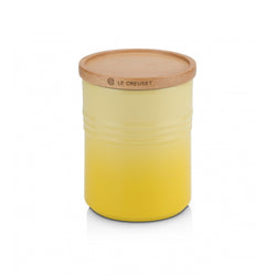 Le Creuset Soleil Stoneware Medium Storage Jar with Wooden Lid-Queenspree