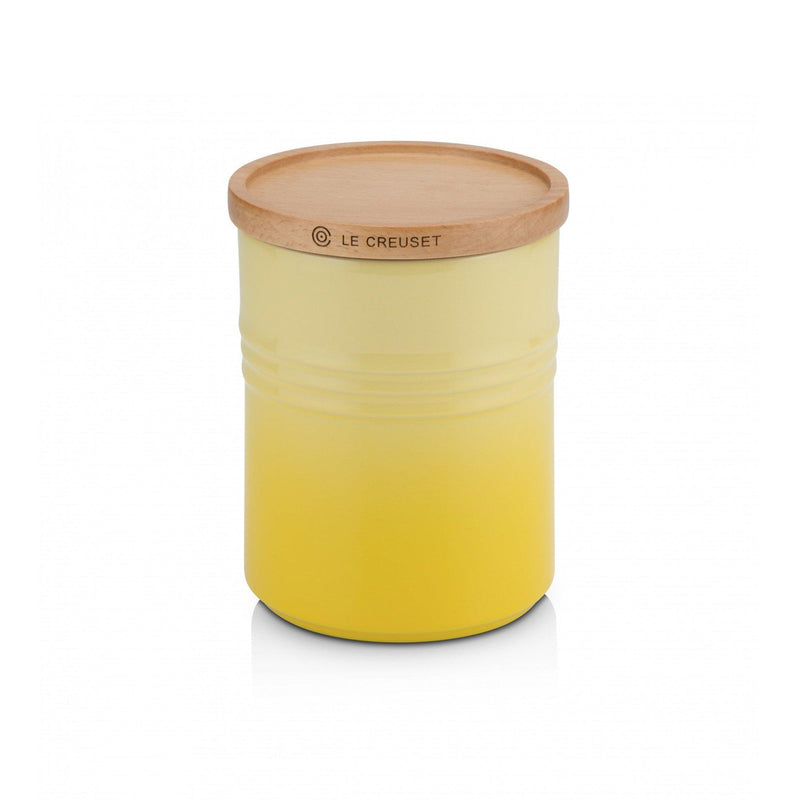 Le Creuset Soleil Stoneware Medium Storage Jar with Wooden Lid-Queenspree