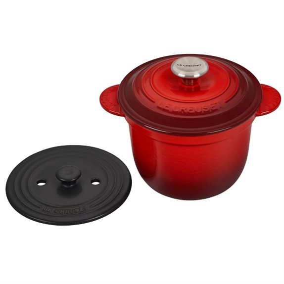 Le Creuset Cerise Cast Iron Cocotte Every 18cm Rice Pot With Inner Lid