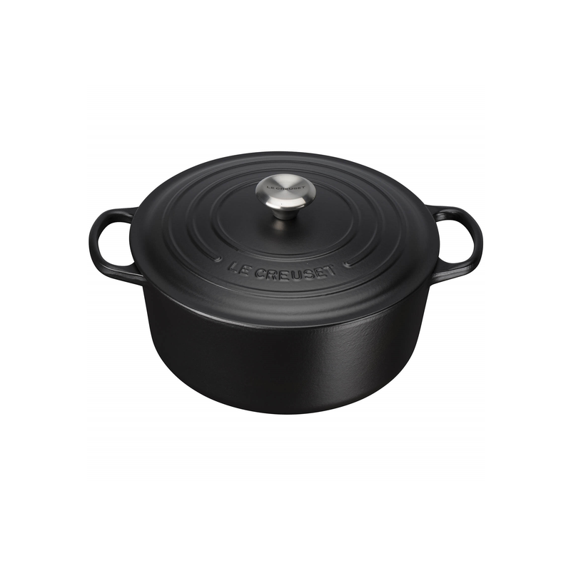 Le Creuset Signature Satin Black Cast Iron 18cm Round Casserole (Black Interior)