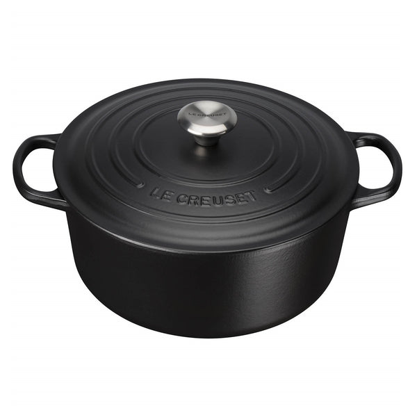 Le Creuset Signature Satin Black Cast Iron 30cm Round Casserole (Black Interior)