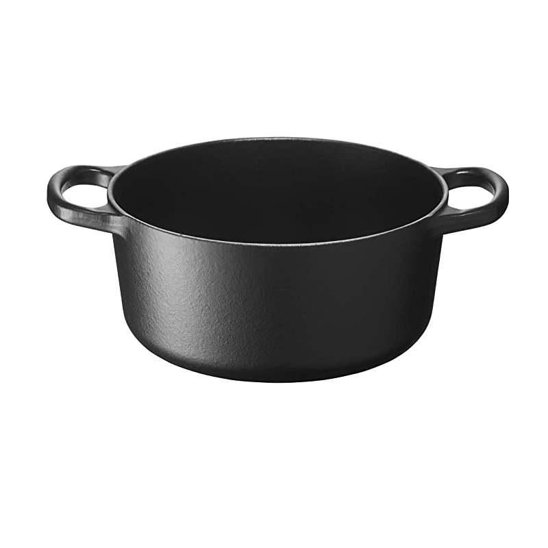 Le Creuset Signature Satin Black Cast Iron 20cm Round Casserole (Black Interior)