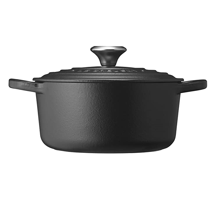 Le Creuset Signature Satin Black Cast Iron 22cm Round Casserole (Black Interior)