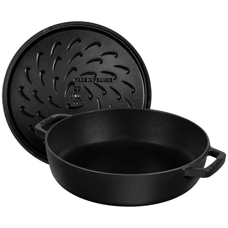 Staub Cast Iron 28cm Braiser Sauté Pan With Chistera Lid Black